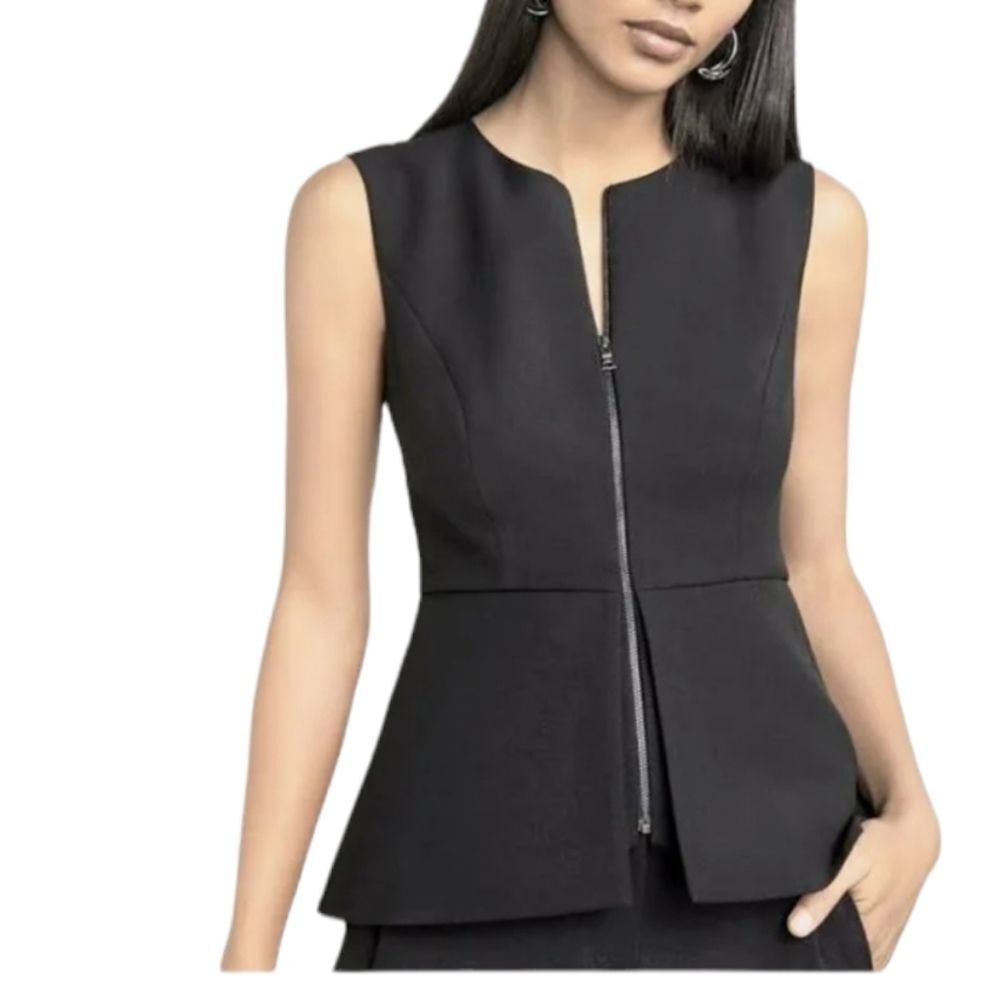 BCBGMaxAzria Abrielle Zip-Front Peplum Top SIZE‎ XXS